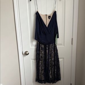 Melrose Elegant Navy and Beige Dress